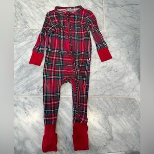 Posh Peanut Red Tartan Plaid Kids Convertible Pajama